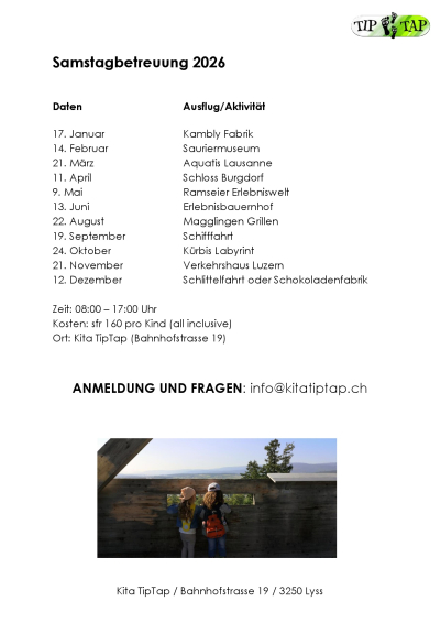 Samstagbetreuung Kambly 